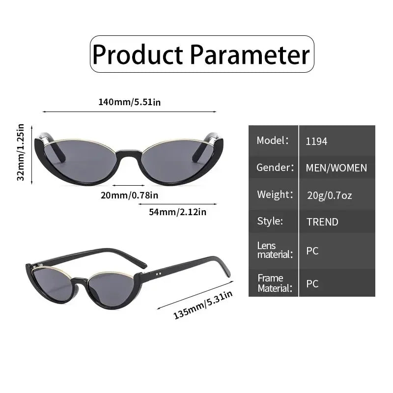 Half Frame Cat-eye Sunglasses Fashion Style Colored Women's Sunglasses Uv400 Fashion Shades Eyewear Summer Anti UV Sunglasses