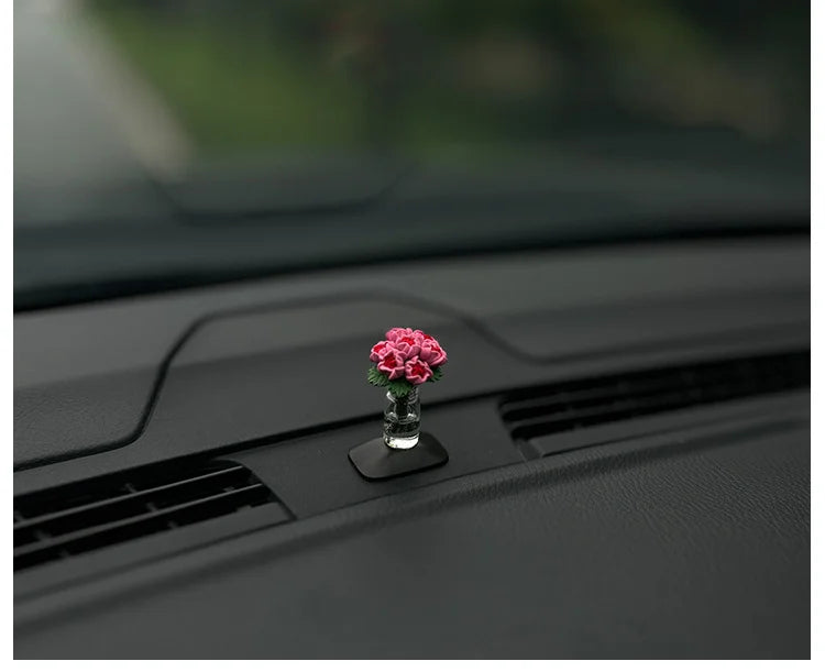 Dainty roses car center console window ornament mini cure car accessories ladies car personality beautiful interior ornaments