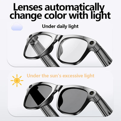4K AI Smart Photochromic Glasses Multifunction Camera Bluetooth Call Voice Assistant Music Player Translate Glasses For Xiaomi