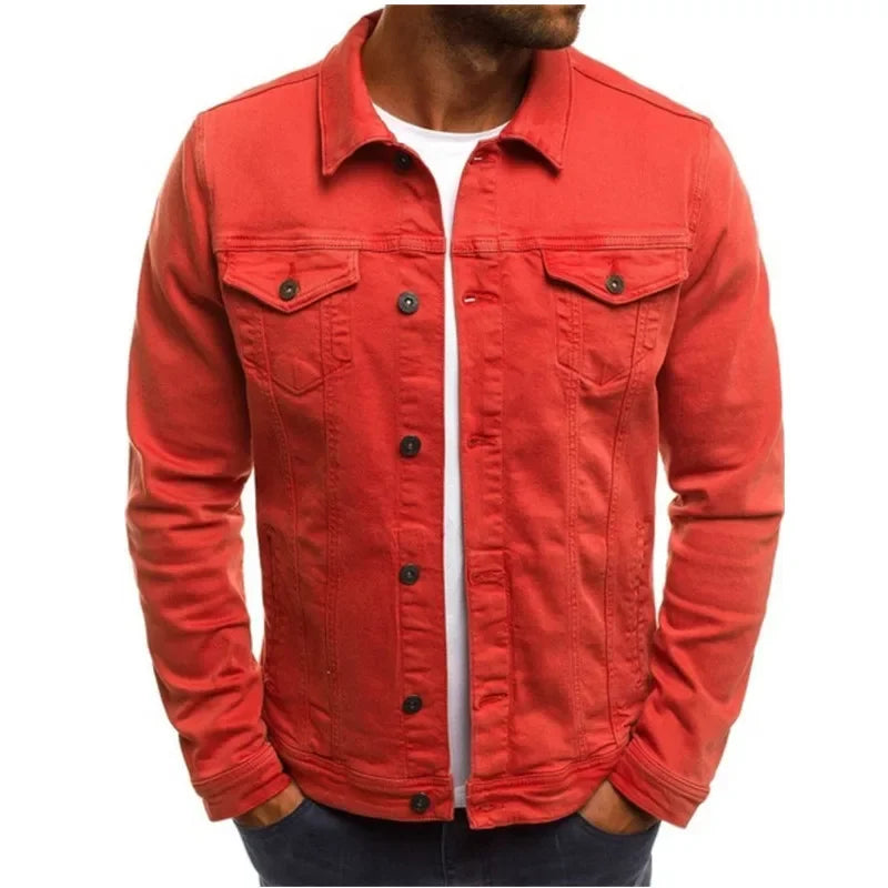 Men's Denim Jacket M-4XL Autumn Clothing Fashion Jackets Solid Color Business Casual Multi-pocket Long Sleeve Top Streetwear