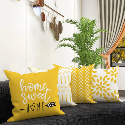 Pillow Covers 18x18 Set of 4, Modern Sofa Throw Pillow Cover, Decorative Home Outdoor Linen Fabric Geometric Pillow CaseArtistic