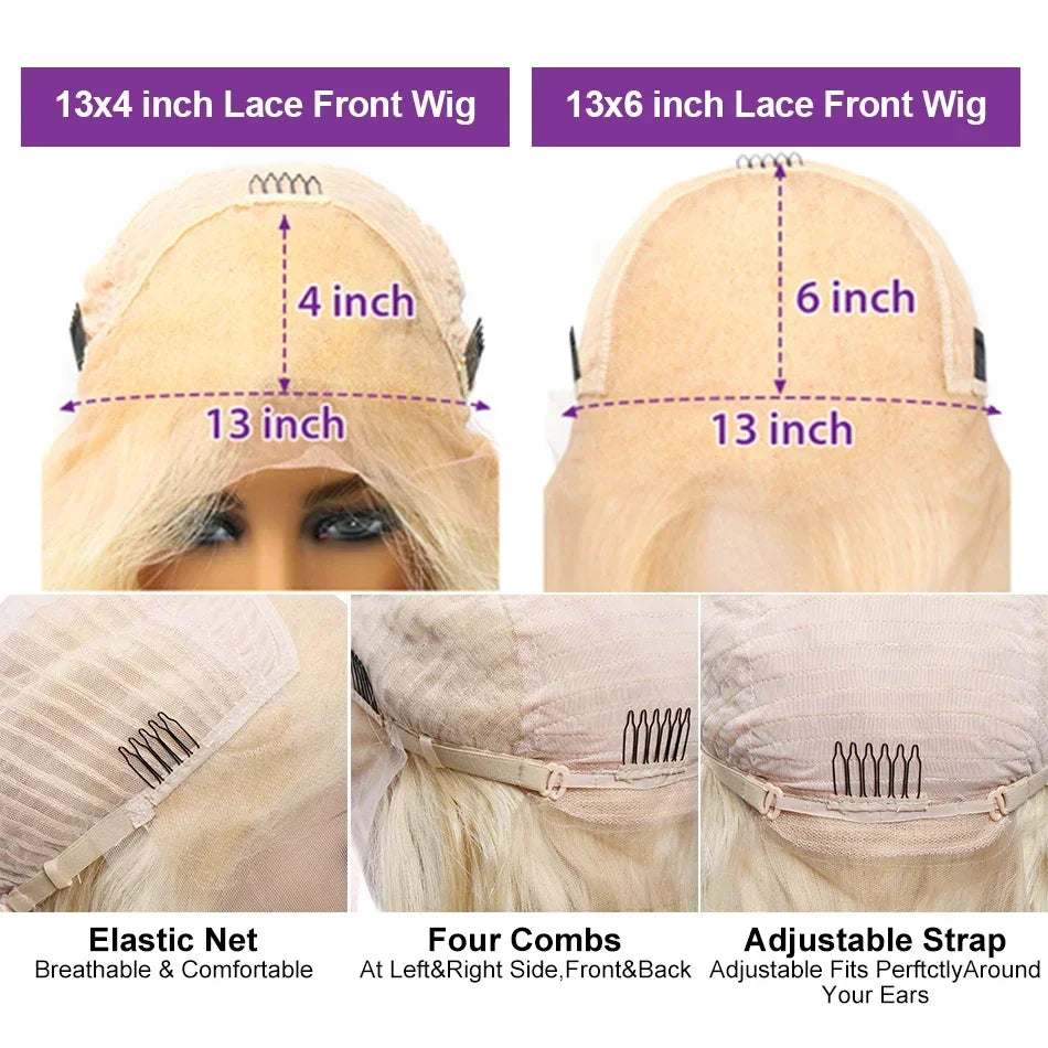 200 Density Blonde Straight Bob Wig HD Transparent Lace Pre Plucked Human Hair Wig 13x4 13x6 Lace Frontal Wig For Black Women