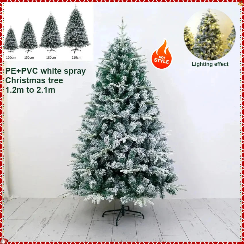Artificial Christmas Tree PE+PVC Material Snow Spray Fusing Christmas Tree 120cm to 210cm Family Christmas Atmosphere Decoration