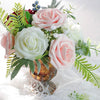 Artificial Flowers 25pcs Real Looking Blush Foam Fake Roses with Stems for DIY Wedding Bouquets Bridal Shower Centerpieces
