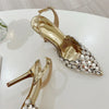 Eilyken Sexy Pointed Toe Women Pumps Elegant Crystal PVC Transparent Thin High Heels Slingback Party Prom Female Shoes