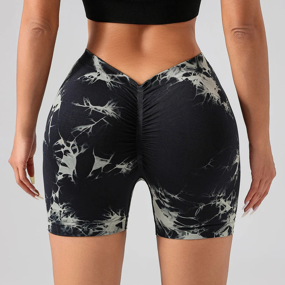 FITTOO Women V Back Shorts Cross High Waist Scrunch Butt Booty Leggings Workout Athletic Gym Cargo Bottoms Sexy Female Clothing