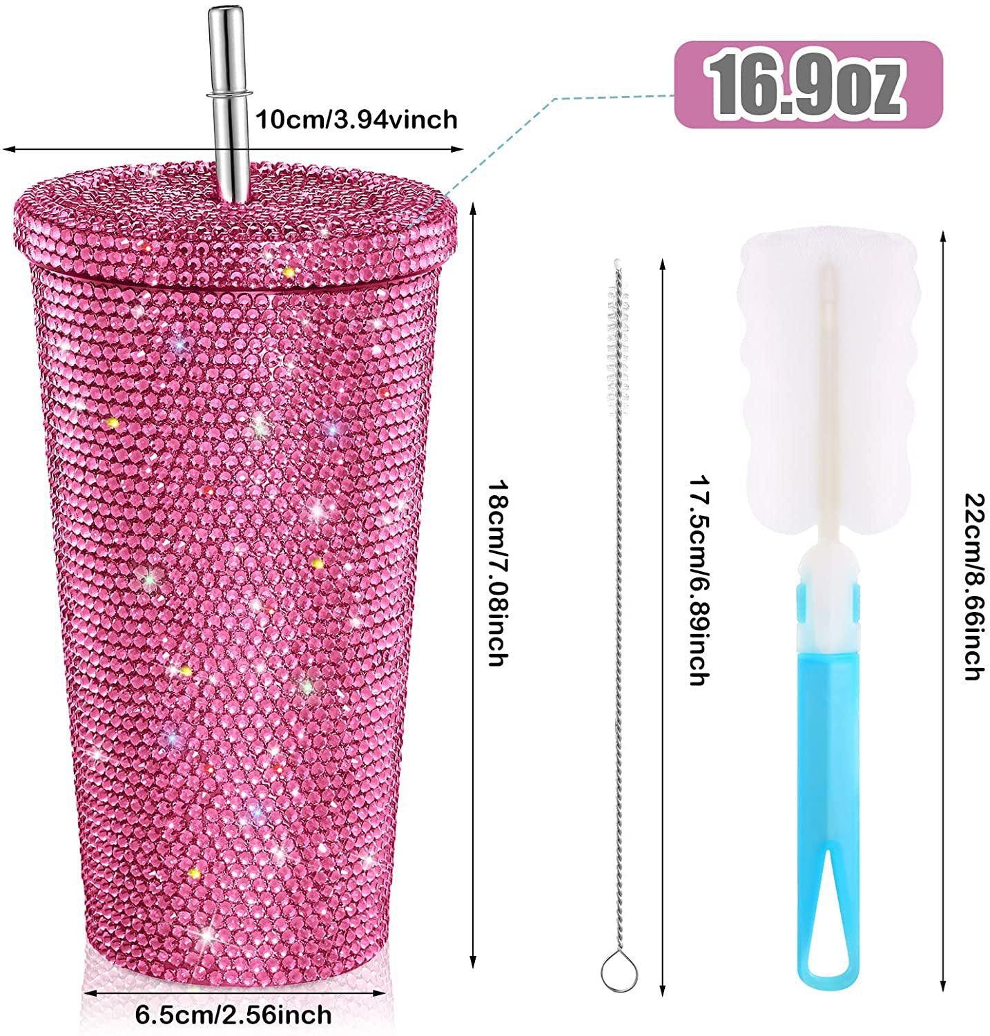 1 Pc Rhinestone Coffee Cup Gift Cup Rhinestone Rhinestone Thermos Cup Double Stainless Steel Straw Cup Coffee Mug  Water Bottles