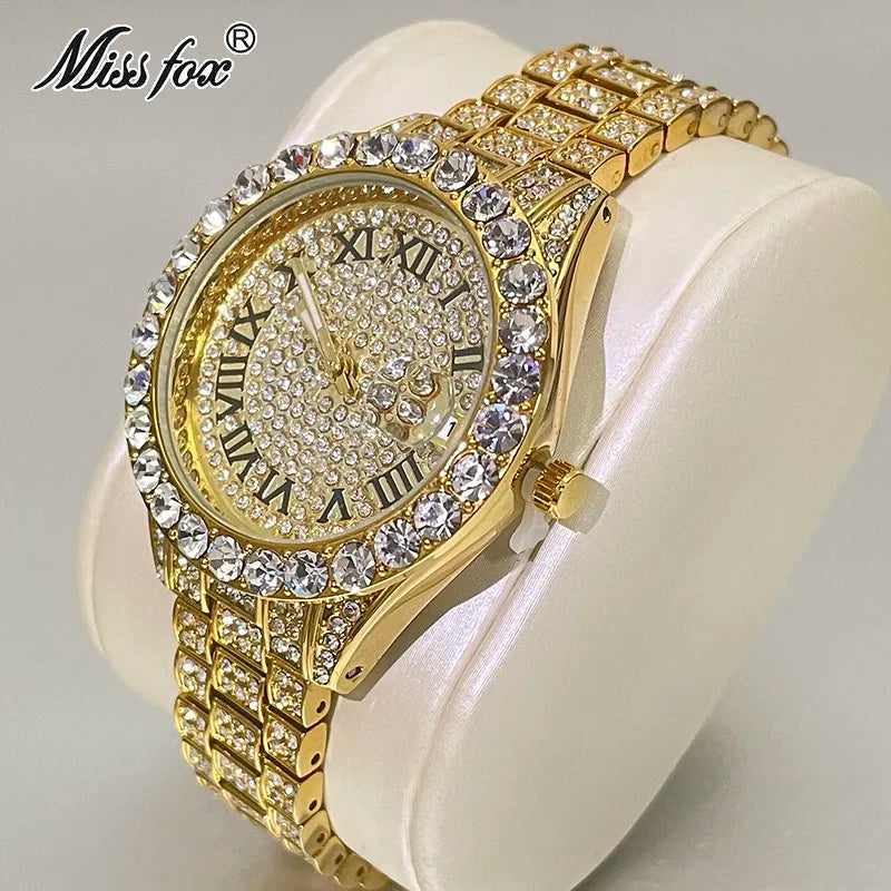 MISSFOX Pink Women Watches Luxury Small Face Elegant Quartz Watch For Ladies Icy Look Party Jewelry Mini Babe So Cute Arm Clock
