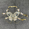 YOUR BUMP CURVE Sexy Woman Crystal Chain Butterfly Embroidery Sleeveless Backless Adjustable Ultra Short Top Music Prom