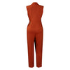 Elegant Jumpsuits & Rompers for Woman 2024 New Turn Down Collar Sleeveless High Waisted V Neck Straight Female Birthday Overalls