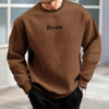 Men Fall Winter Sweatshirt Round Neck Long Sleeve Men Top Letter Print Thick Loose Warm Mid Length Men Casual Top