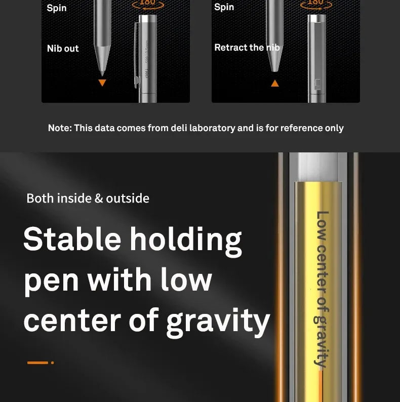 DELI Metal Sign Pen 0.5mm Gel Ink Pens Golden Silver Color Metallic Writing Pen Office Supplies