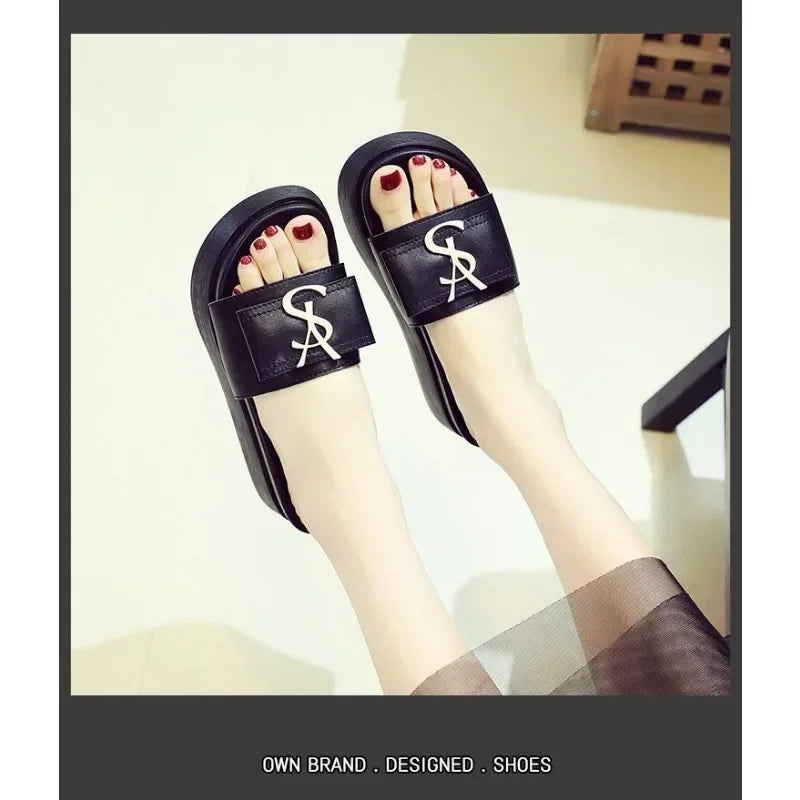 Slippers Summer Shoes Women Platform Design Slides Fashion Letters Ladies Shoes Casual Slipper Indoor Non-slip Slippers Sandals