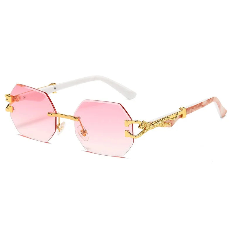Hexagon Rimless Sunglasses Square Women Retro Men Sun Glasses Brand Designer Eyewear UV400 Shades Oculos Female Gafas