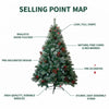 6/7FT Realistic Green Artificial Christmas Tree,Unlit,Decorated with Natural Pinecones & Holly Berries, Quick Setup,Metal Stand