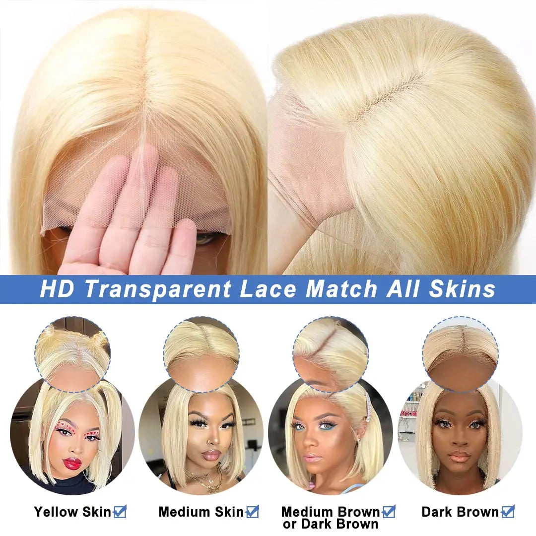 Dark Purple Bob Lace Front Wigs Human Hair Colored 13x4 Lace Frontal Short Straight Purple Bob Wig Pre Plucked with Baby Hair