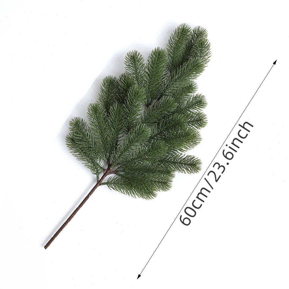 Artificial Pine Needles Branches Christmas Fake Snowy Pine Picks Twigs Winter Sprays Greenery Stems for Xmas Tree Garlands Decor