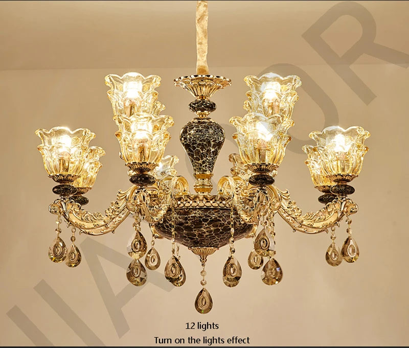 Chandelier Living Room Grand Luxury Crystal Lamp Dining Room Bedroom Decoration French Retro Chandelier Lighting Fixtures
