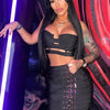 Women Celebrity Sexy Cut Out Mental Black White Mini Bodycon Bandage Skirt Set 2023 Elegant Evening Birthday Club Party Outfits