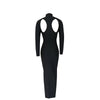 Women's Autumn Stretch Bandage Hollow Out Long Sleeve Slim Maxi Black Backless  Bodycon  Fashion Clubs Celebrity Party Dresses