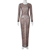 Dress Summer Women Leopard Print Mesh O Neck Long Sleeve Sexy See Through Maxi  Fashion Outfits Beach Vacation Nightclub