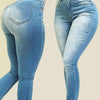 Woman's pure color jeans denim high waist jeans street play cultivate one's morality pants shaping figure with high waist jeans