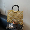 MOODS Handmade Woven Design Round Handle Handbags For Women Eco-friendly Craft Paper Hollow-out Luxury Designer Top-handle Bags