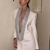 Dulzura Solid Sparkly Crystal Rhinestone Shoulder Pad Backless Suit 2024 Summer For Women Classic Prom Elegant Evening Party