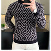 Autumn Winter Velvet Knitted Sweater Men's Long Sleeve Round Necked Sweater Slim Fit Casual Business Knitwear Tops Men Clothing