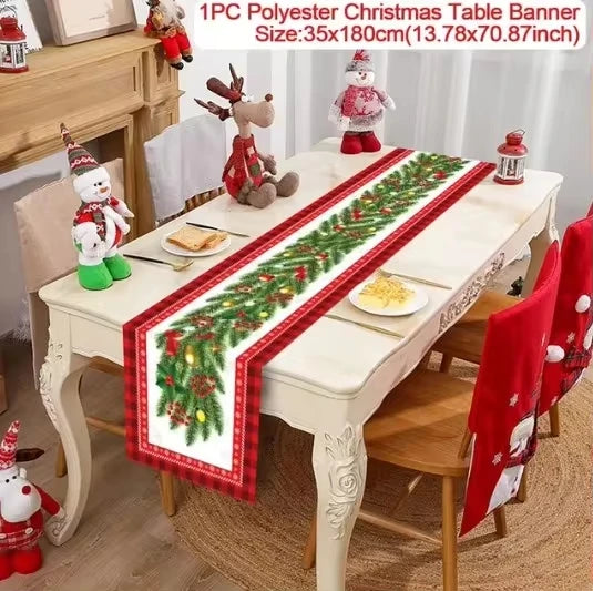 Christmas Table Runner Merry Christmas Decoration for Home Table 2024 Xmas Ornament Navidad Notal Noel Happy New Year Gifts 2025