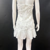 Elegant Womens White Floral Chic Mini Dress Patchwork Pleated Short Dresses Casual Black Evening Party Dresses Birthday Summer