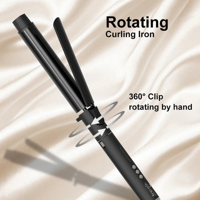 Professional Rotating Curling Iron Hair Curling Roller Nano Titanium Black Hair Curler With 230 Degree