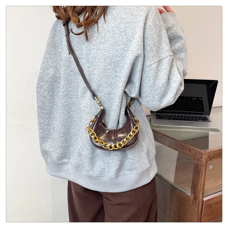 2024 Autumn Winter Mini Crossbody Bags For Women Luxury Half Moon Handbags For Ladies Purse Handle Bags Female Small Bag