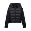 Hooded Patchwork Padded Jacket Coat with Pockets for Women, Long Sleeve, Front Zipper, Female Outerwear, Chic Tops, Fashion