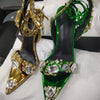 2024 Luxury Rhinestone Pointed Sandals Prom Super High Heel Sandals Slim Heel Dress Show Sandals Oversized 34-43 Women's Shoes