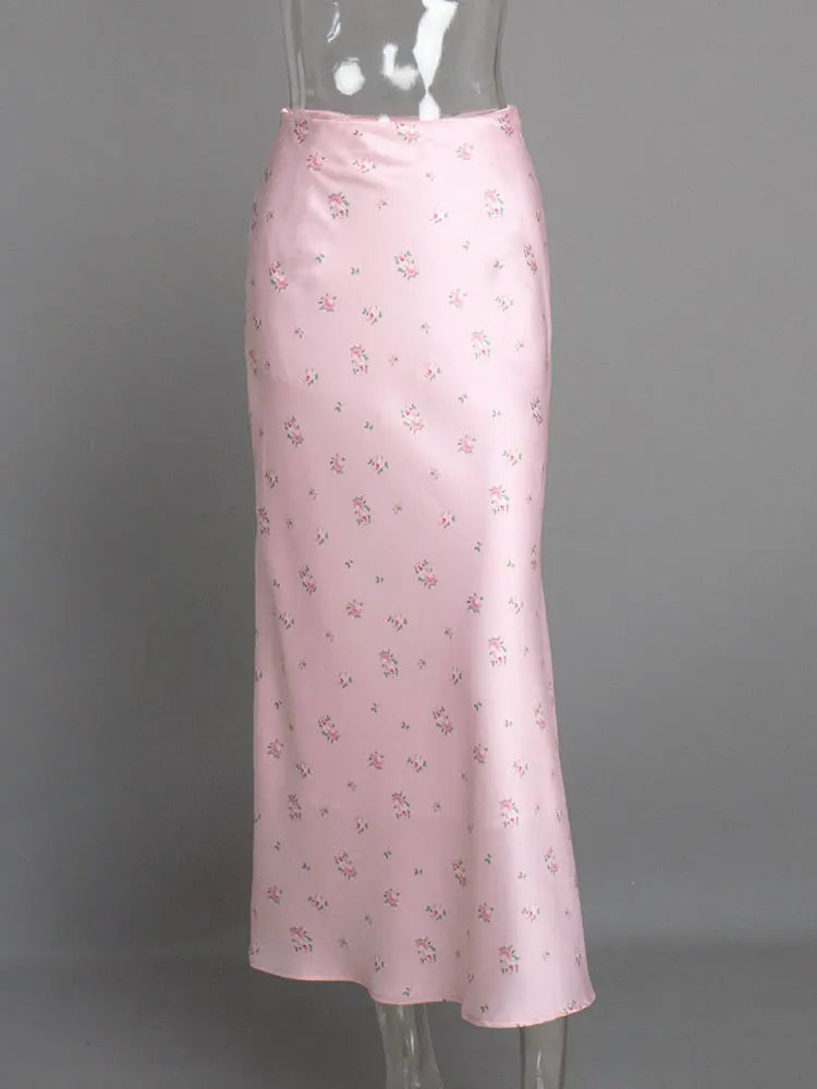Tossy Summer Printed Fashion Long Skirt For Women High Waist Contrast Patchwork Slim Elegant Party Looks Ladies Y2k Maxi Skirt