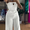 Spring New Jumpsuit Women Bandeau Beaded Spaghetti Strap Bowknot Design Ruched Slim Fit Elegant Wide-Leg Overall Female Jumpsuit