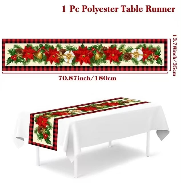 Christmas Table Runner Merry Christmas Decoration for Home Table 2024 Xmas Ornament Navidad Notal Noel Happy New Year Gifts 2025