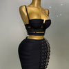 2025 New Arrival High Quality Women Sexy Bandage Tops Fashion Pencil Skirts Set Nightclub Party Celebrate Women's Set