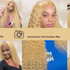 FABA Glueless Wigs Human Hair #27 Color Honey Blonde Deep Wave Human Hair Wig 13x4 Lace Frontal Wigs with Baby Hair 180% Density