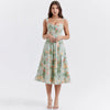 Suninheart Summer Pink Floral Print Corset Dress Midi Elegant Sexy Party Dresses Holiday Birthday Casual A Line Women Clothing