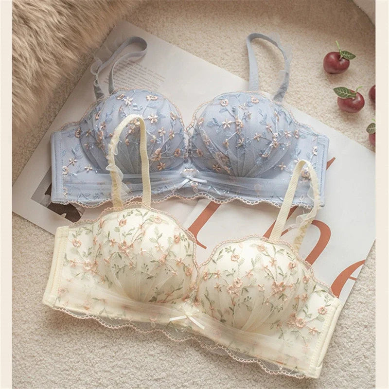 Small Breasts Gathered Women's Underwear Flat Chest Collection Side Breast Anti-sagging No Steel Ring Embossed Women's Bra