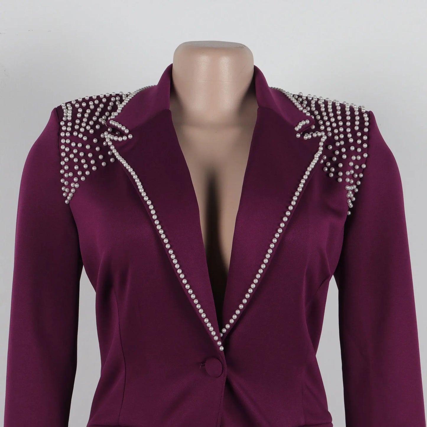 2 Pieces Women's Sets Autumn Winter Long Sleeve Pearl Blazers Suit Tops And Pants Suits Two Piece Set Tracksuit Outfit 2025