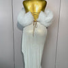 2025 Women White Sequins Top Short Skirt Two Pieces Set Sexy Celebrate Evening Prom Birthday Dress Nightclub Stage Outfit