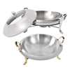 Dish Stainless Steel Cooking Round Buffet Warmer Tray Durable Frame with Lid Fuel Holder Cookware Set