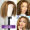 13x4 HD Lace Human Hair Short Human Hair Wigs Curly Color 4/27 Highlight Ombre Human Hair Deep Wave Bob Wigs Curly For Women
