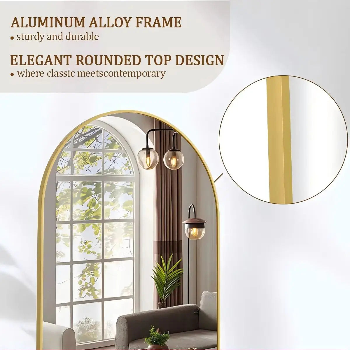 Arched Full Length Mirror, 71"x26" Full Body Floor Mirror Standing Hanging or Leaning Wall, Full Body Mirror with Stand