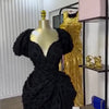 CM.YAYA Summer Women Lantern Short Sleeve Side Split Ruched Midi Mini Dress 2025 Fashion Sexy Night Club Party Dresses Vestidos