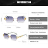 Small Frame Hexagon Rimless Sunglasses Men Retro Frameless Sun Glasses for Women 2024 Luxury Brand Square Eyewear UV400 Shades