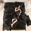 Nordic Satin Silk Bedding Set with Duvet Cover Bed Sheet Pillowcases Luxury Solid Single Double Couple Pillow Case Bedsheet